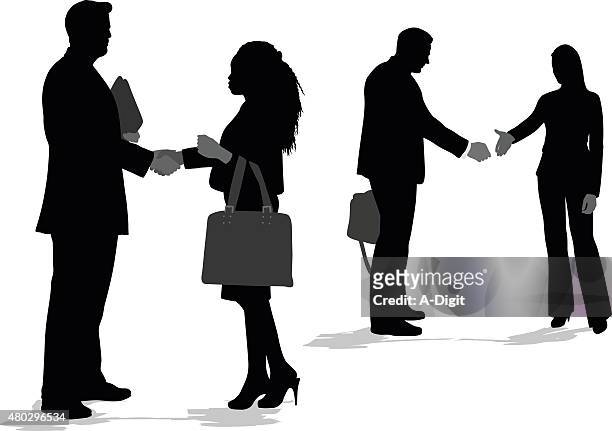 formal introductions - handshake silhouette stock illustrations