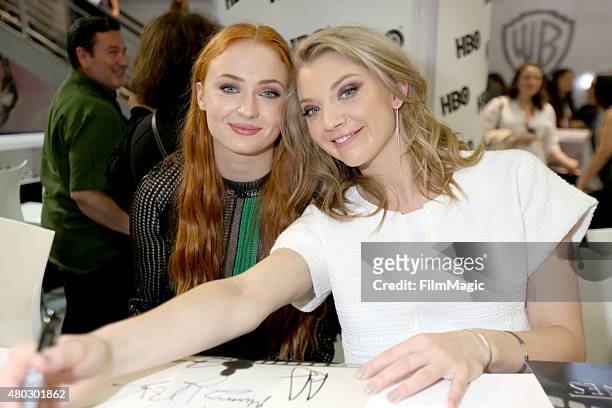 Actresses Sophie Turner and Natalie Dormer at the "Game Of Thrones" autograph signing during Comic-Con International 2015 at the San Diego Convention...