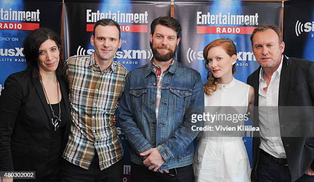 Radio personalities Jessica Shaw and Dalton Ross and actors Patrick Fugit, Wrenn Schmidt and Philip Glenister attend SiriusXM's Entertainment Weekly...
