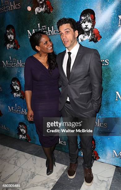 Audra McDonald and Will Swenson attend the Broadway Opening Night After Party Reception for "Les Miserables" at The Imperial Theater on March 23,...
