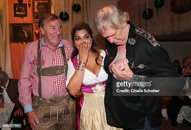 Frank Fleschenberg, Indira Weis, Gunter Gabriel during a Bavarian Evening ahead of the Kaiser Cup 2015 on July 10, 2015 in Bad Griesbach near Passau,...