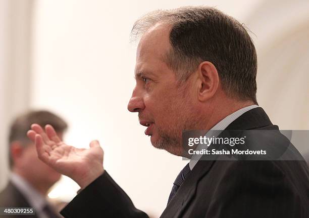 Russian Vladimir Lisin attends a state award ceremony honoring participants of the Olympic and Paralympics Games in Sochi in the Kremlin, March 24,...