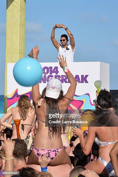 Afrojack spins at mtvU Spring Break 2014 at the Grand Oasis Hotel on March 20, 2014 in Cancun, Mexico. "mtvU Spring Break" starts airing March 31st...