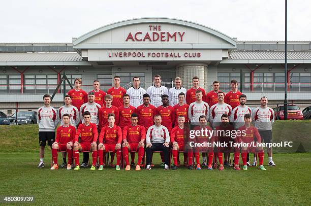 Liverpool U18 team group. Back Row: Kristof Polgar, David Roberts, Lloyd Jones, Ryan Fulton, Ryan Crump, Andrew Firth, Jordan Williams, Connor...