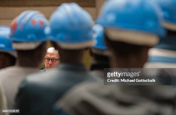 German Foreign Minister Frank-Walter Steinmeier visits the construction site of the new building of the departments for freedom and safty policy of...