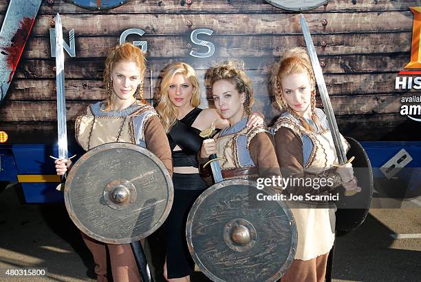 Actress Katheryn Winnick and female vikings attend HISTORY's 'Vikings' during Comic-Con International 2015 on July 10, 2015 in San Diego, California.