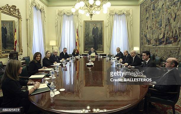 Spanish Minister of Health, Social Services and Equality Ana Mato, Spanish Minister of Employment and Social Security Fatima Banez, Spanish Minister...