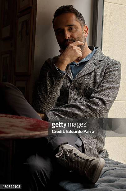 Singer Jorge Drexler attends a portrait session before presenting his new album 'Bailar en la cueva' at Valgame Dios bar on March 24, 2014 in Madrid,...
