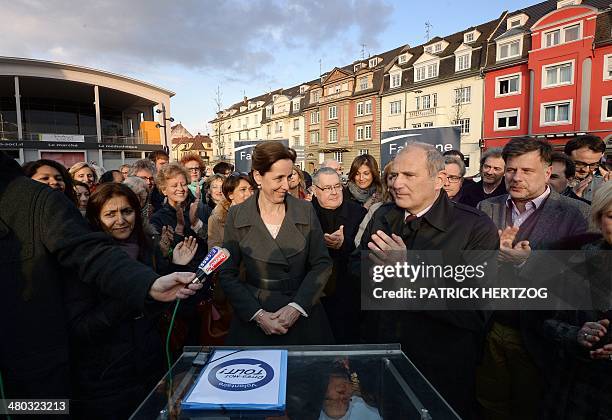 Fabienne Keller , French senator and right-wing opposition Union for a Popular Movement party candidate for the 2014 municipal election in Strasbourg...