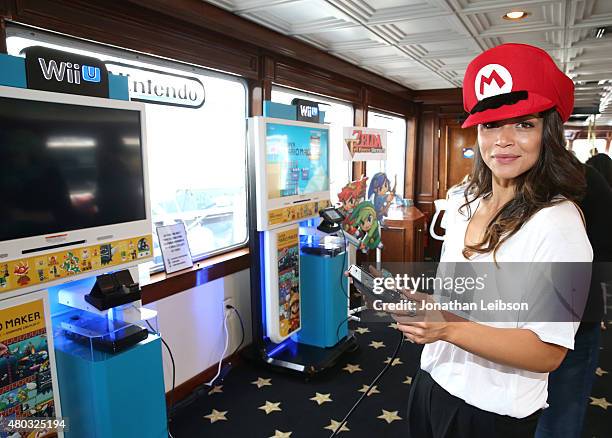 Actress Melissa O'Neil attends The Nintendo Lounge on the TV Guide Magazine yacht during Comic-Con International 2015 on July 10, 2015 in San Diego,...