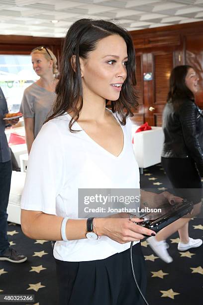 Actress Melissa O'Neil attends The Nintendo Lounge on the TV Guide Magazine yacht during Comic-Con International 2015 on July 10, 2015 in San Diego,...