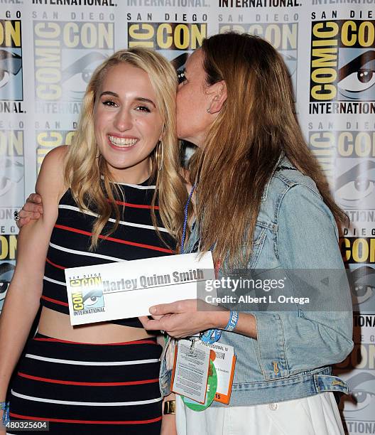 Harley Quinn Smith and Jennifer Schwalbach Smith attend the "Yoga Hosers" panel during Comic-Con International 2015 at the San Diego Convention...