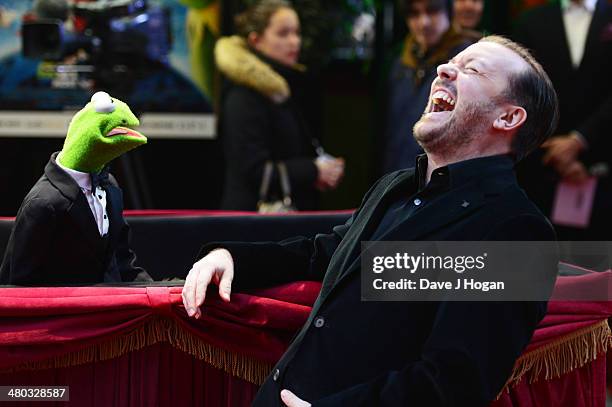Ricky Gervais attends a VIP screening of 'The Muppets Most Wanted' at The Curzon Mayfair on March 24, 2014 in London, England.