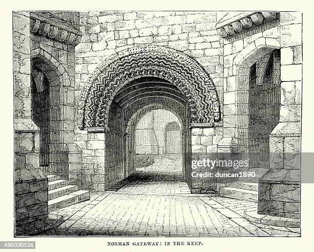 ilustraciones, imágenes clip art, dibujos animados e iconos de stock de castillo de alnwick-norman gateway en la sala de estar - alnwick castle