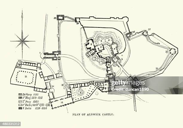 planung von alnwick castle - alnwick castle stock-grafiken, -clipart, -cartoons und -symbole