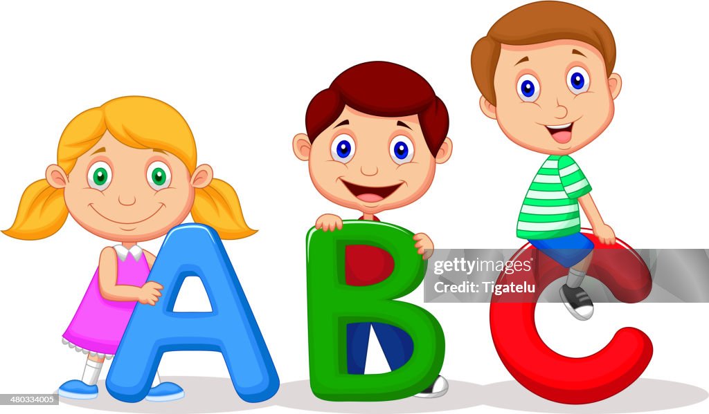 Niños De Dibujos Animados De Alfabeto De Abc Ilustración de stock - Getty  Images