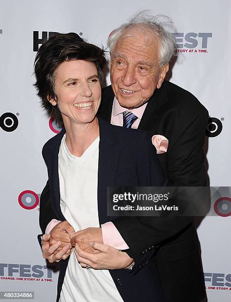 Comedian Tig Notaro and producer Garry Marshall attend the opening night gala of "Tig" at the 2015 Outfest Los Angeles LGBT film festival at Orpheum...