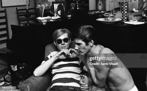 Andy Warhol with Patrick Flaming filming the Chelsea Girls on May 4, 1966 in New York, New York.