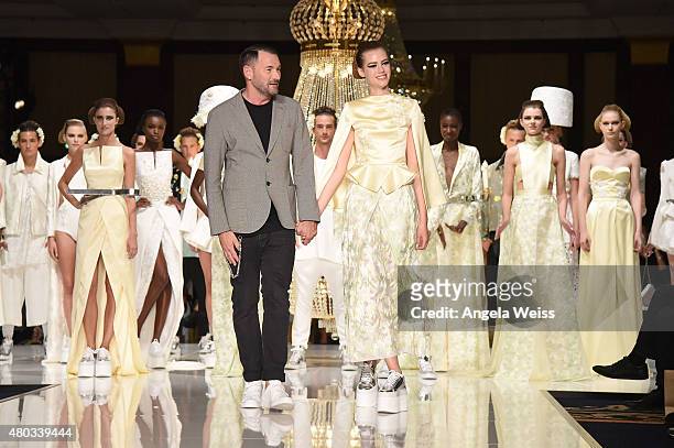 Designer Michael Michalsky walks the runway at the MICHALSKY StyleNite 2015 at Ritz Carlton on July 10, 2015 in Berlin, Germany.