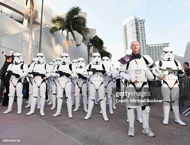 Following the Star Wars Hall H presentation at Comic-Con International 2015 at the San Diego Convention Center in San Diego, Calif., 501st Legion...