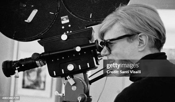 Andy Warhol filming on October 5, 1968 in New York, New York.