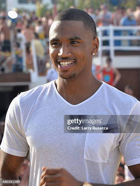 Trey Songz attends mtvU Spring Break 2014 at the Grand Oasis Hotel on March 21, 2014 in Cancun, Mexico. "mtvU Spring Break" starts airing March 31st...