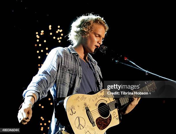 Cody Simpson performs songs from his album 'Free' at Tropicana Bar at The Hollywood Roosevelt Hotel on July 10, 2015 in Hollywood, California.