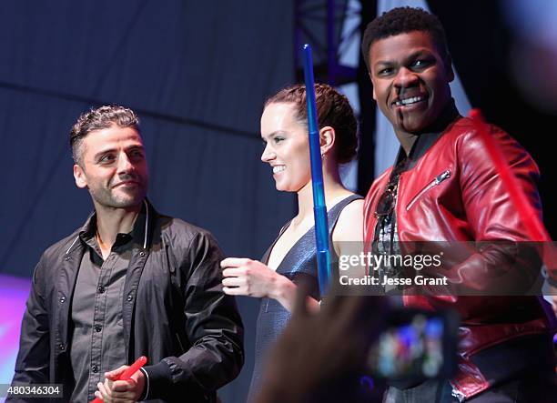 Actors Oscar Isaac, Daisy Ridley, John Boyge and more than 6000 fans enjoyed a surprise "Star Wars" Fan Concert performed by the San Diego Symphony,...