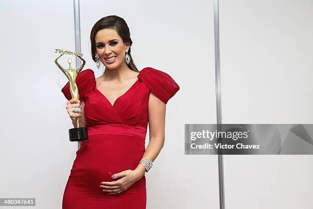 Jacqueline Bracamontes poses in the press room during the Premios Tv y Novelas 2014 at Televisa Santa on March 23, 2014 in Mexico City, Mexico.