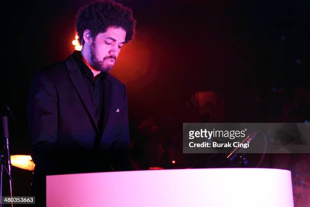 Danger Mouse of Broken Bells performs on stage at Shepherds Bush Empire on March 24, 2014 in London, United Kingdom.
