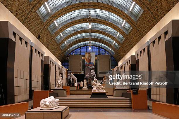 General view inside the Musee d'Orsay within the dinner party of the Societe Des Amis Du Musee D'Orsay on March 24, 2014 in Paris, France.