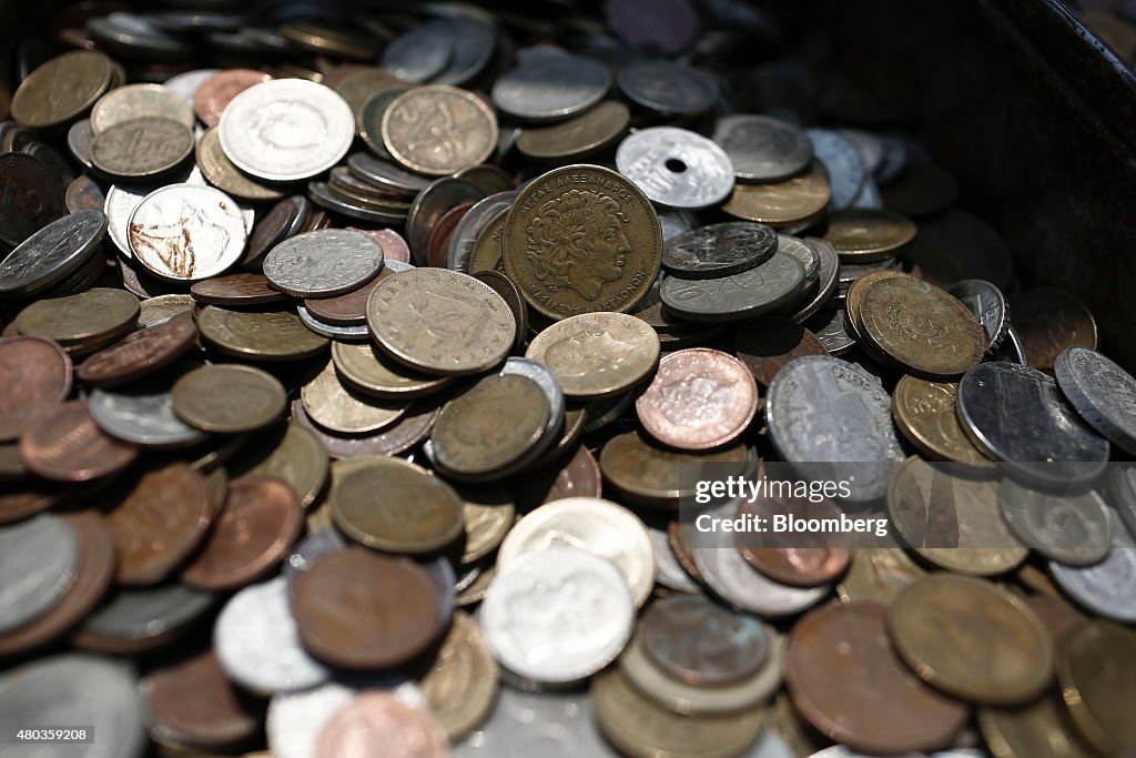 Old Drachma Coins On Sale At The Monastiraki Flea Market