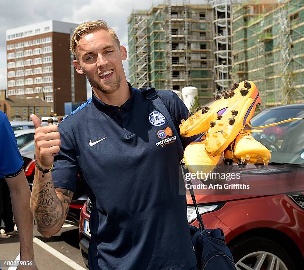 Ex-Hammers player, Jack Collison, now a Peterborough United player at London Road Stadium before a Pre Season Friendly between Peterborough and West...