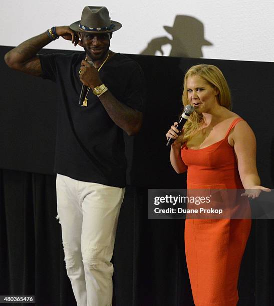 Lebron James and Amy Schumer at Montrose Stadium 12 for the screening of "Trainwreck" on July 10, 2015 in Akron, Ohio.