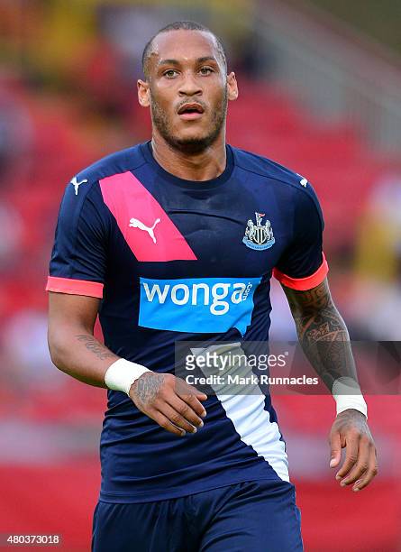 Yoan Gouffran of Newcastle in action during the pre season friendly between Gateshead and Newcastle United at Gateshead International Stadium on July...
