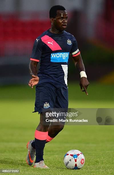 Cheick Tiote of Newcastle in action during the pre season friendly between Gateshead and Newcastle United at Gateshead International Stadium on July...