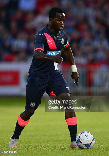 Cheick Tiote of Newcastle in action during the pre season friendly between Gateshead and Newcastle United at Gateshead International Stadium on July...