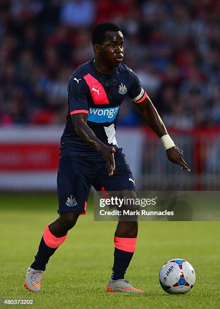 Cheick Tiote of Newcastle in action during the pre season friendly between Gateshead and Newcastle United at Gateshead International Stadium on July...