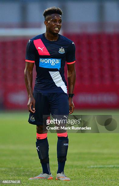 Rolando Aarons of Newcastle in action during the pre season friendly match between Gateshead and Newcastle United at Gateshead International Stadium...
