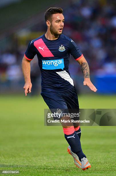 Adam Armstrong of Newcastle in action during the pre season friendly match between Gateshead and Newcastle United at Gateshead International Stadium...