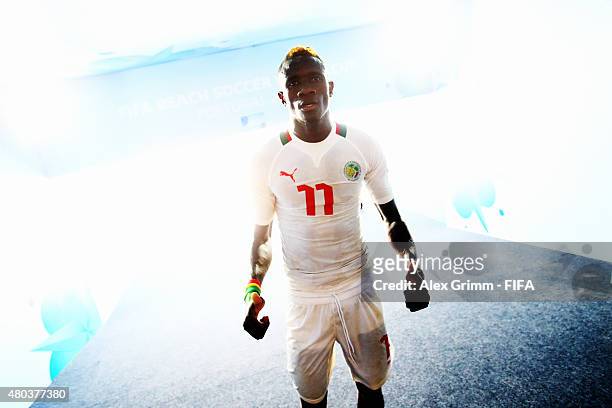 Ibrahima Balde of Senegal shows thumbs up after the FIFA Beach Soccer World Cup Portugal 2015 Group A match between Senegal and Portugal at Espinho...