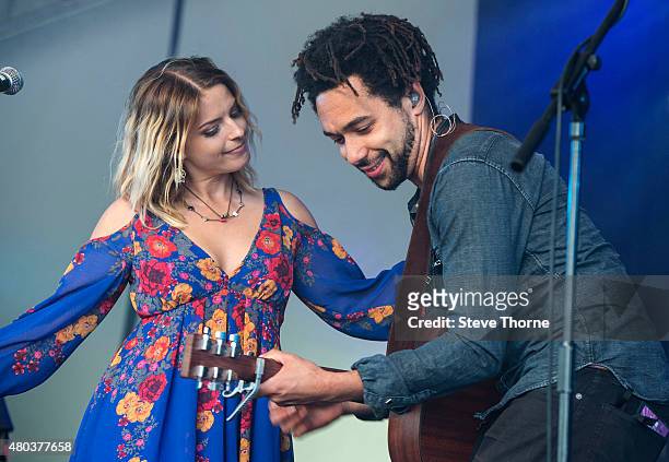 Crissie Rhode and Ben Earle of The Shires perform at Cornbury Festival at Great Tew Estate on July 11, 2015 in Oxford, United Kingdom.