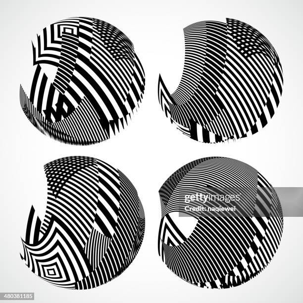 abstrakt schwarz und weiß runde form hintergrund-streifen - paper ball stock-grafiken, -clipart, -cartoons und -symbole