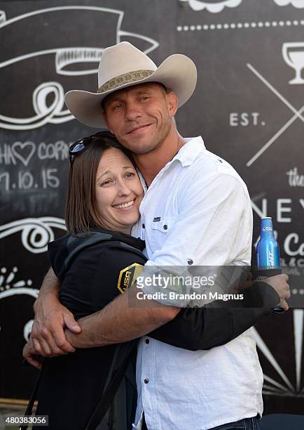 Donald Cerrone interacts with fans during UFC International Fight Week pre-concert party at the El Cortez Hotel & Casino on July 10, 2015 in Las...