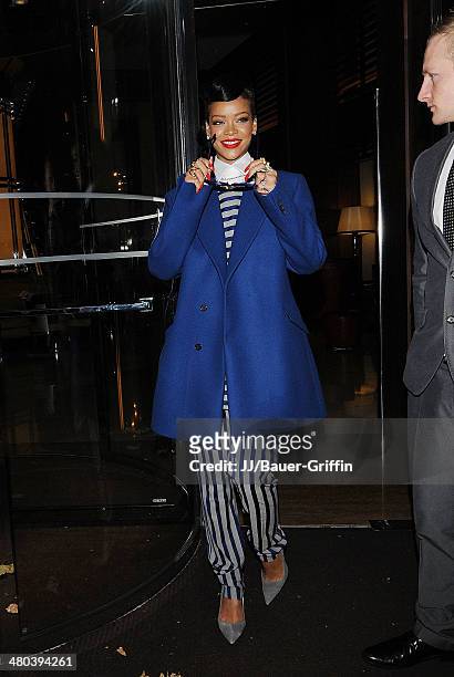 Rihanna is seen leaves her hotel on November 19, 2012 in London, United Kingdom.
