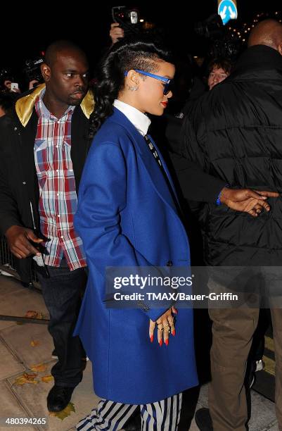 Rihanna is seen leaves her hotel on November 19, 2012 in London, United Kingdom.