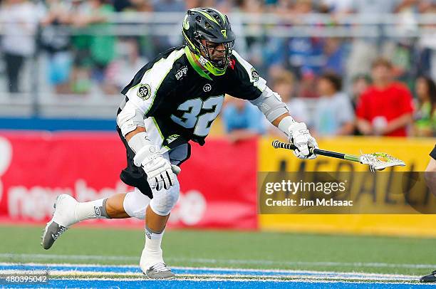 Greg Gurenlian of the New York Lizards in action against the Denver Outlaws during their Major League Lacrosse game at Shuart Stadium on July 9, 2015...