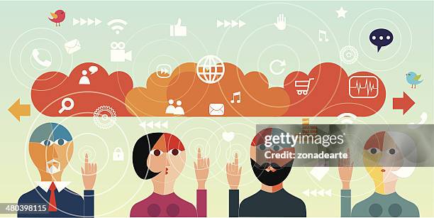 digital communication - human machine interface stock illustrations
