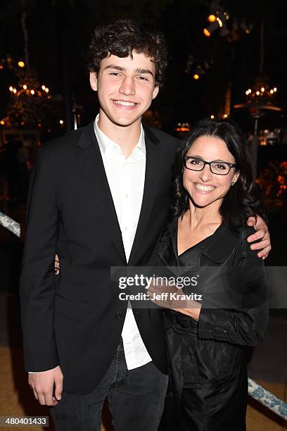 Actress Julia Louis-Dreyfus and son Charles Hall attend the "VEEP" season 3 premiere at Paramount Studios on March 24, 2014 in Hollywood, California.