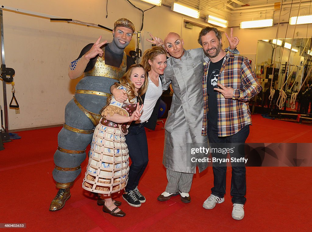 Actress Leslie Mann Celebrates Her Birthday In Las Vegas With Her Husband Producer/Writer Judd Apatow And Her Family By Seeing "The Beatles LOVE" By Cirque du Soleil At The Mirage Hotel & Casino